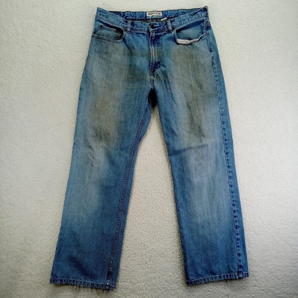 VTG Old Navy Boot Cut Jeans Mens 36x32 Distressed Cotton Denim